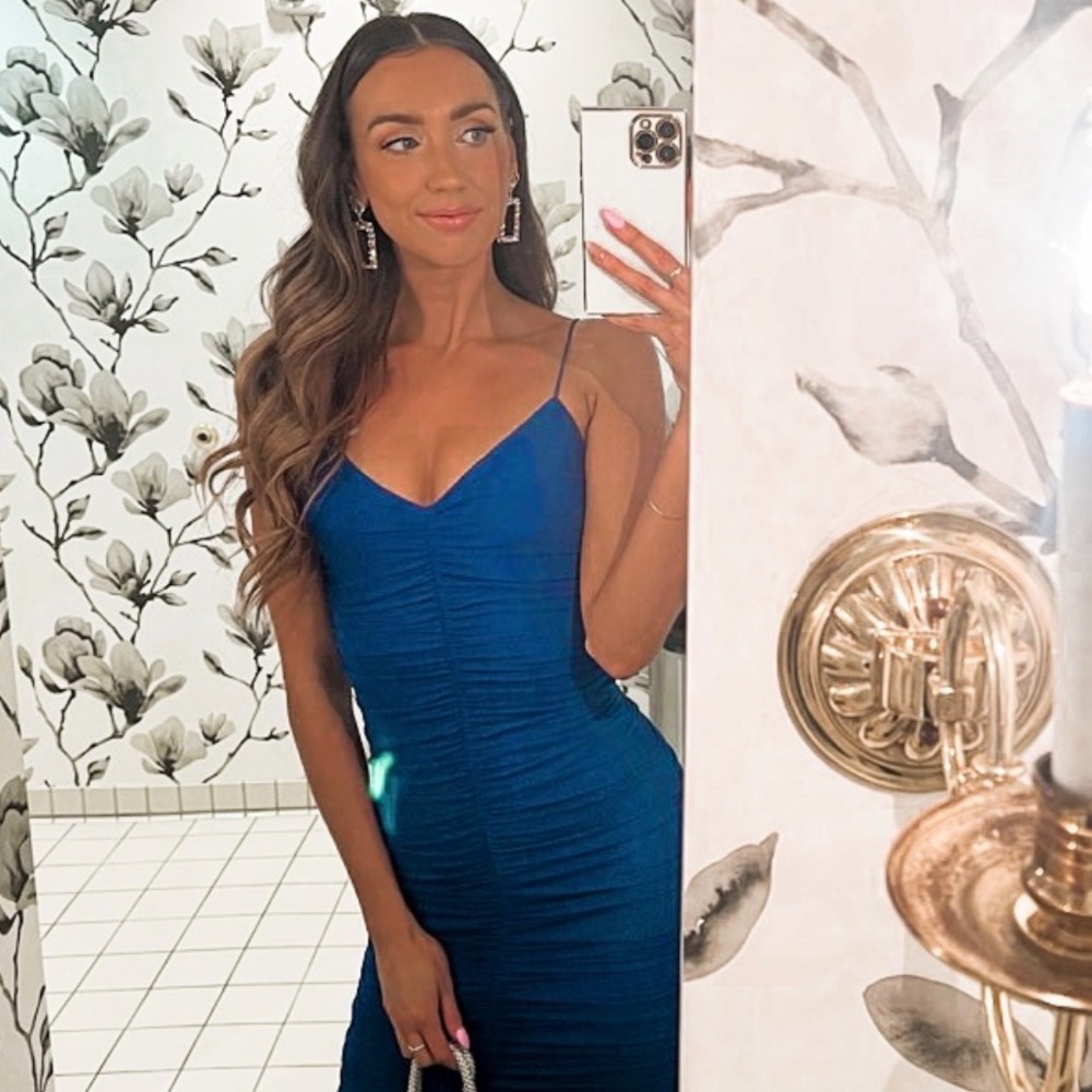 Billy J Fitted Blue Midi Dress